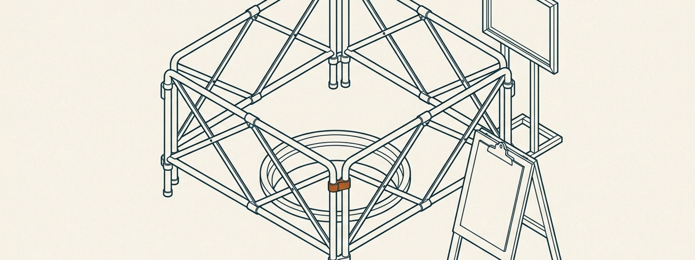 Isometric line illustration of entry control rental equipment